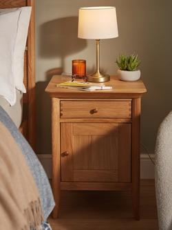John Lewis Essence 1 Door Bedside Table, Oak - view 2, Oak