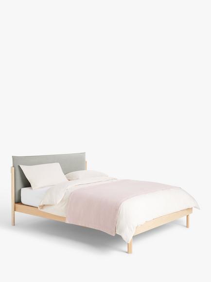 John Lewis Pillow Bed Frame, Double, Natural/Grey