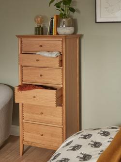 John Lewis Essence Tall 6 Drawer Chest, Oak - view 2, Oak