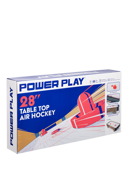 Toyrific Power Play 28" Table Top Air Hockey Game, Brown/White