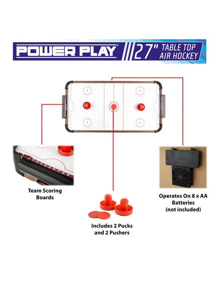 Toyrific Power Play 28" Table Top Air Hockey Game - view 2, Brown/White