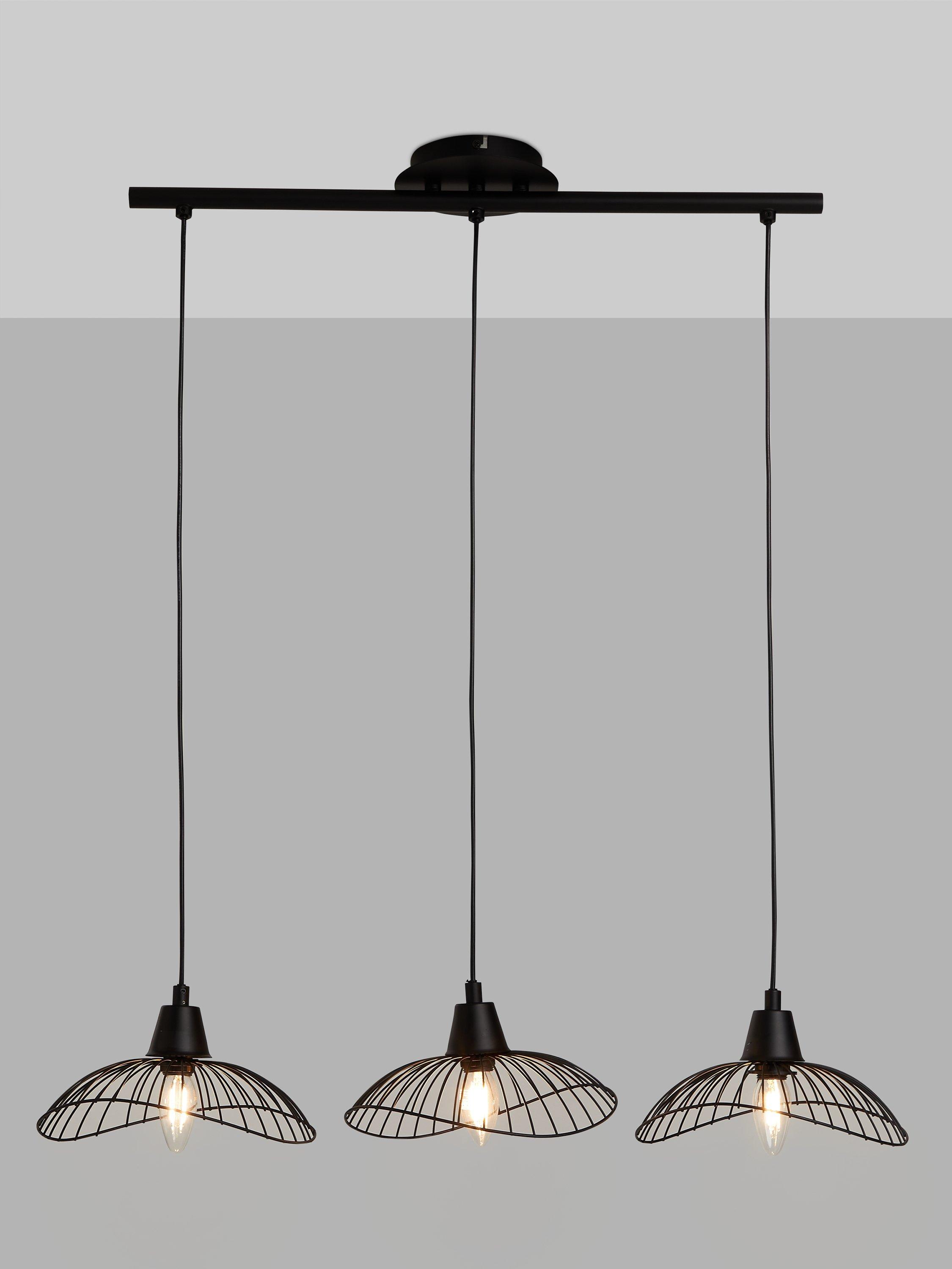 John Lewis Hiko 3 Pendant Diner Ceiling Light, Black