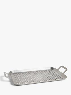 John Lewis Stainless Steel BBQ Grill Topper, 45cm, Silver