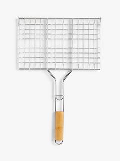 John Lewis Stainless Steel BBQ Grill Basket with Bamboo Handle