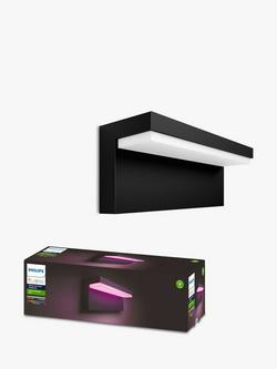 Philips Hue White and Colour Ambiance Nyro LED Smart Outdoor Wall Light, Black, Black