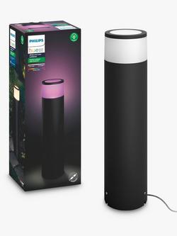 Philips Hue White and Colour Ambiance Calla LED Large Pedestal Smart Outdoor Light Extension, Black, Black