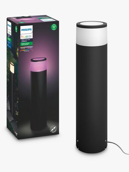 Philips Hue White and Colour Ambiance Calla LED Large Pedestal Smart Outdoor Light Extension, Black, Black