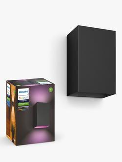 Philips Hue White and Colour Ambiance Resonate LED Smart Outdoor Wall Light, Black