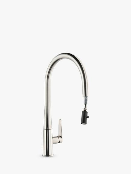 Abode Coniq R Single Lever Pull-Out Kitchen Mixer Tap - view 2, Brushed Nickel