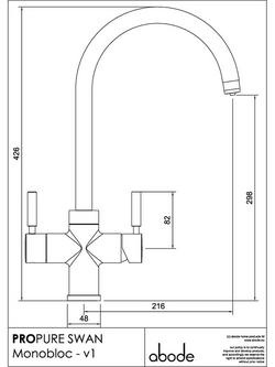 Pronteau by Abode Propure Swan 4-In-1 Instant Steaming Hot & Filtered Water 2 Lever Kitchen Tap - view 2, Brushed Nickel