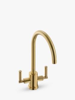 Abode Atlas Monobloc Aquifier Water Filter 2 Lever Kitchen Tap, Brushed Brass