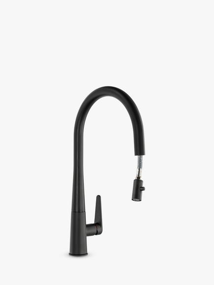 Abode Coniq R Single Lever Pull-Out Kitchen Mixer Tap - view 2, Matt Black