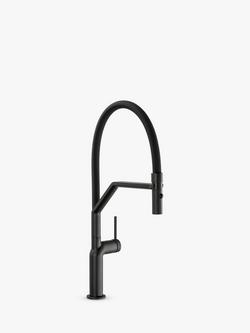Abode Tubist Professional Pull-Around Spray Single Lever Kitchen Mixer Tap, Matt Black, Matt Black