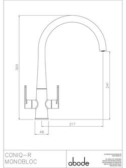 Abode Coniq R Monobloc 2 Lever Kitchen Tap - view 2, Matt Black