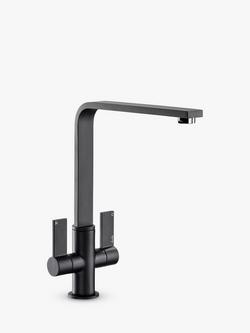 Abode Quantic Monobloc 2 Lever Kitchen Mixer Tap, Matt Black, Matt Black