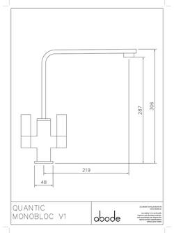 Abode Quantic Monobloc 2 Lever Kitchen Mixer Tap, Matt Black - view 2, Matt Black