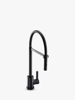 Abode Atlas Professional Pull-Around Spray Single Lever Kitchen Mixer Tap, Matt Black, Matt Black