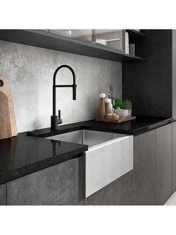Abode Atlas Professional Pull-Around Spray Single Lever Kitchen Mixer Tap, Matt Black - view 2, Matt Black