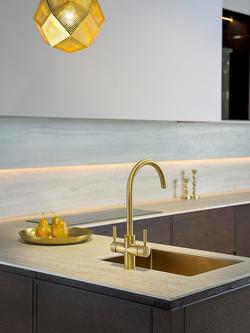 Pronteau by Abode Propure Swan 4-In-1 Instant Steaming Hot & Filtered Water 2 Lever Kitchen Tap - view 2, Brushed Brass