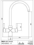 Pronteau by Abode Propure Swan 4-In-1 Instant Steaming Hot & Filtered Water 2 Lever Kitchen Tap, Matt Black