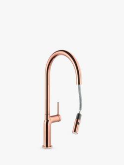 Abode Tubist Single Lever Pull-Out Spray Kitchen Mixer Tap - view 2, Polished Copper