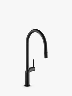 Abode Tubist Single Lever Pull-Out Spray Kitchen Mixer Tap, Matt Black