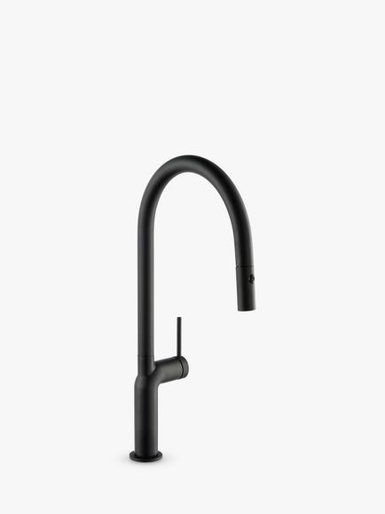 Abode Tubist Single Lever Pull-Out Spray Kitchen Mixer Tap, Matt Black