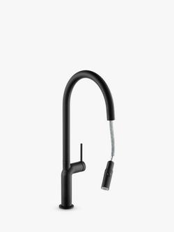 Abode Tubist Single Lever Pull-Out Spray Kitchen Mixer Tap - view 2, Matt Black