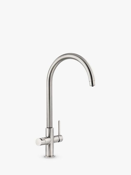 Pronteau by Abode Prothia Swan Slimline 3-in-1 Instant Steaming Hot Water Single Lever Kitchen Tap, Brushed Nickel