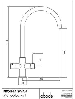 Pronteau by Abode Prothia Swan Slimline 3-in-1 Instant Steaming Hot Water Single Lever Kitchen Tap - view 2, Brushed Nickel