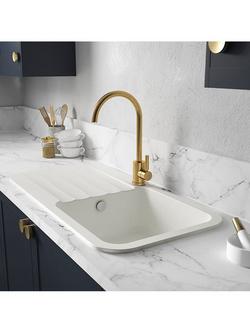 Abode Atlas Single Lever Kitchen Mixer Tap - view 2, Brushed Brass