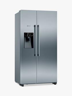 Neff N70 KA3923IE0G Freestanding 70/30 American Fridge Freezer, Stainless Steel, Stainless Steel