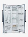 Neff N70 KA3923IE0G Freestanding 70/30 American Fridge Freezer, Stainless Steel