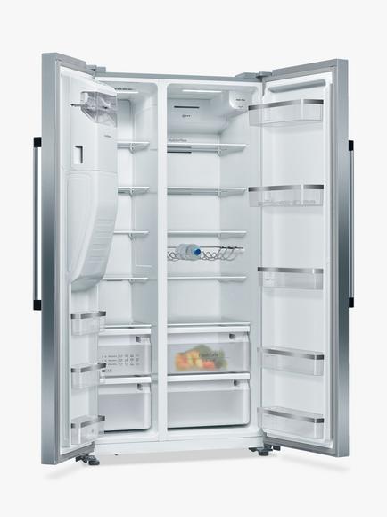 Neff N70 KA3923IE0G Freestanding 70/30 American Fridge Freezer, Stainless Steel - view 2, Stainless Steel
