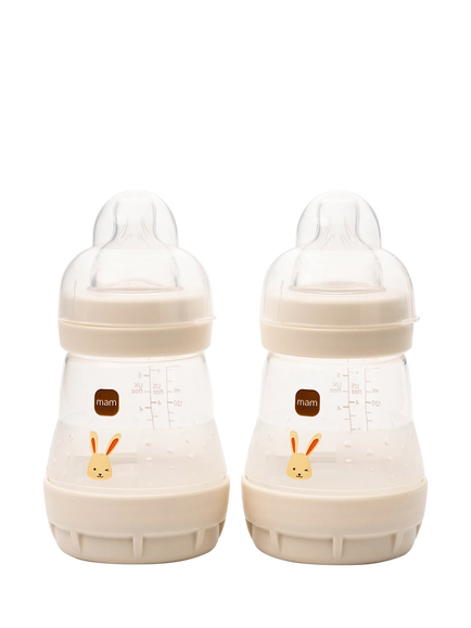 MAM Easy Start Anti-Colic Self-Sterilising Baby Bottle, Pack of 2, 160ml, Assorted, Grey Assorted