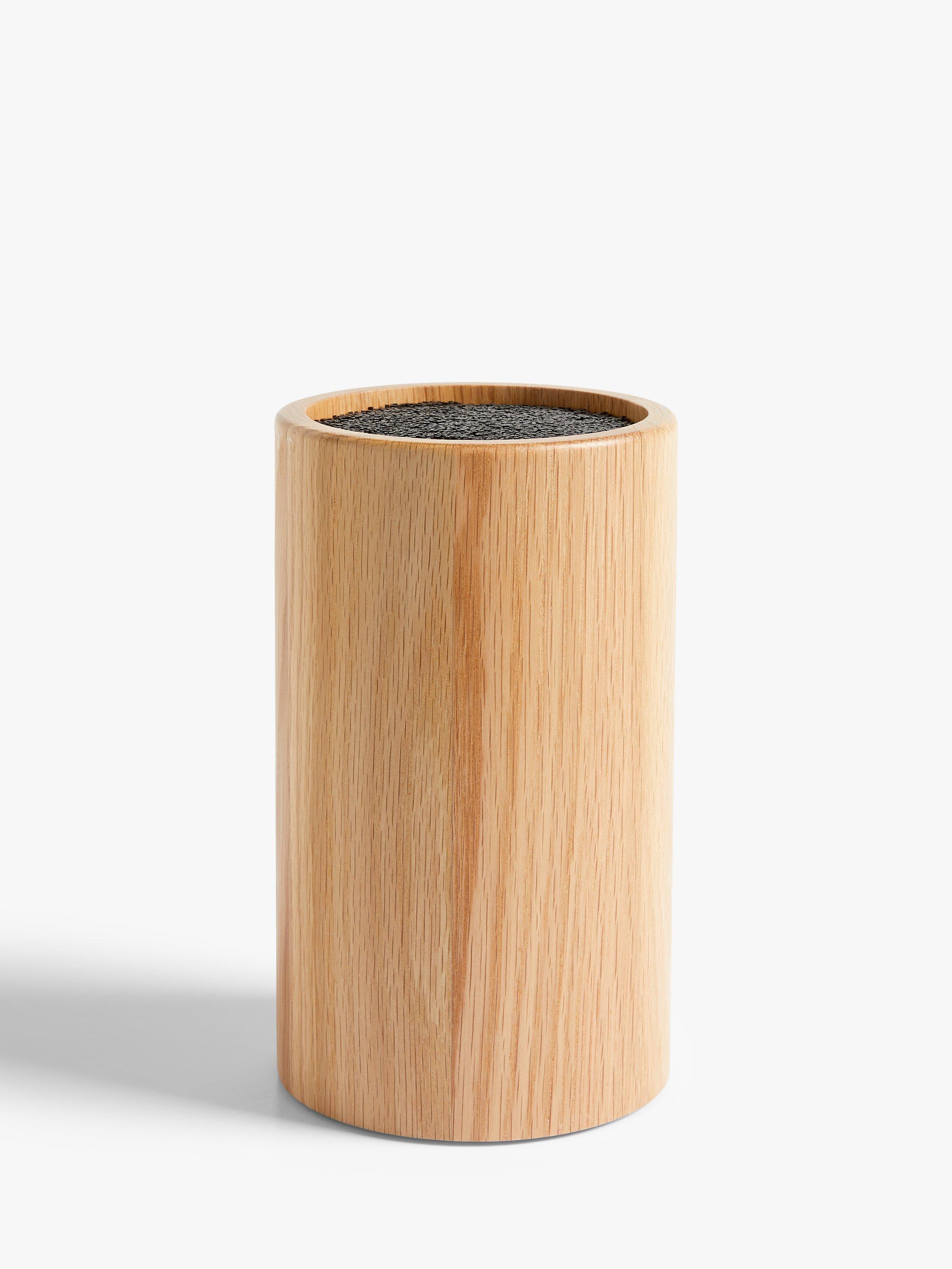 John Lewis Universal Round Empty Knife Block, Oak Wood