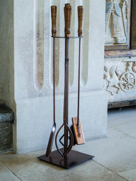 Ivyline Antique Copper Fireside Set, 4 Piece, Copper