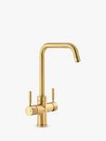 Pronteau by Abode Propure Quad 4-In-1 Instant Steaming Hot & Filtered Water 2 Lever Kitchen Tap, Brushed Brass