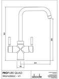 Pronteau by Abode Propure Quad 4-In-1 Instant Steaming Hot & Filtered Water 2 Lever Kitchen Tap, Matt Black