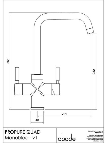 Pronteau by Abode Propure Quad 4-In-1 Instant Steaming Hot & Filtered Water 2 Lever Kitchen Tap - view 2, Matt Black