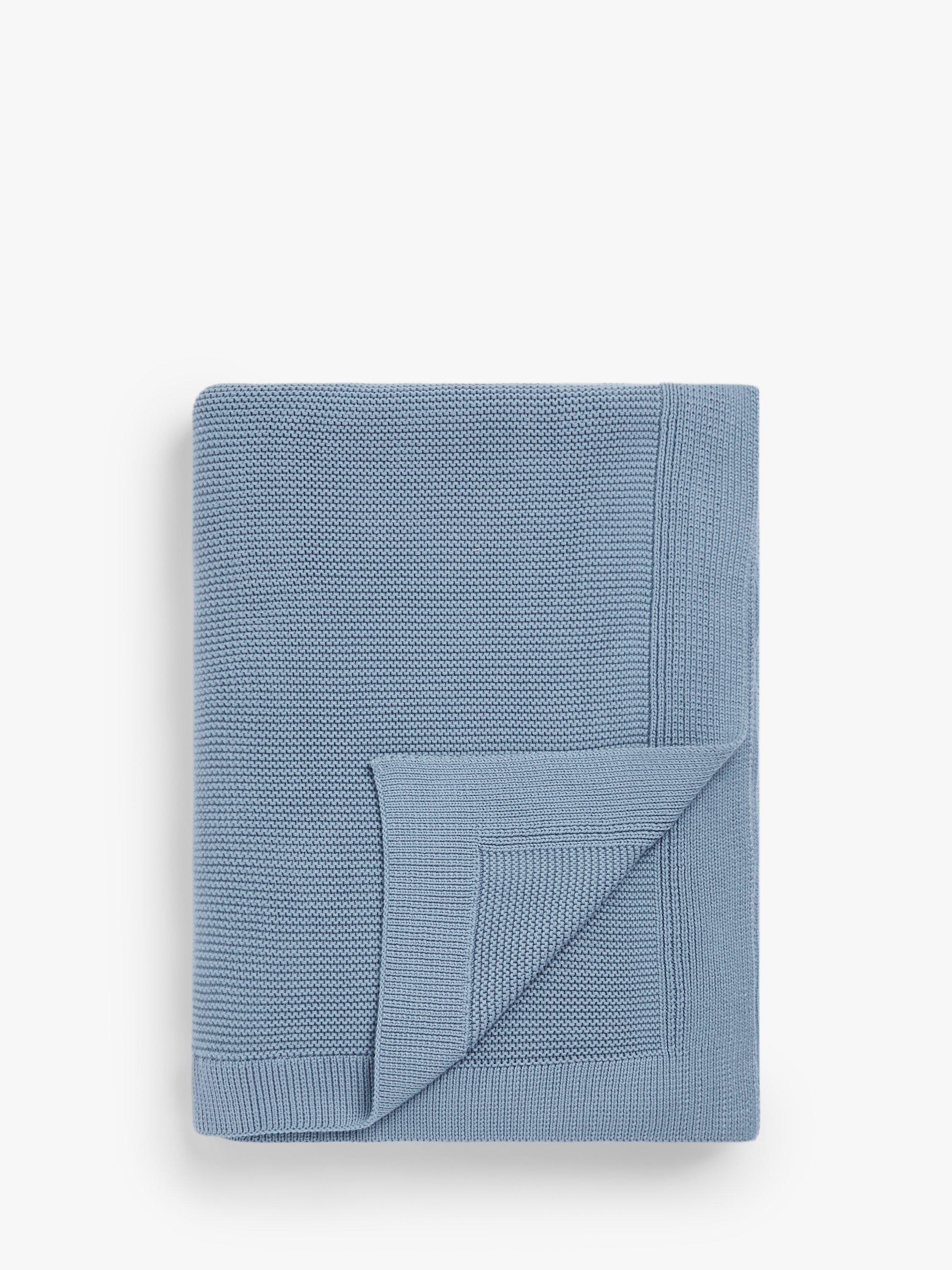 John Lewis Rye Plain Knit Throw French Blue