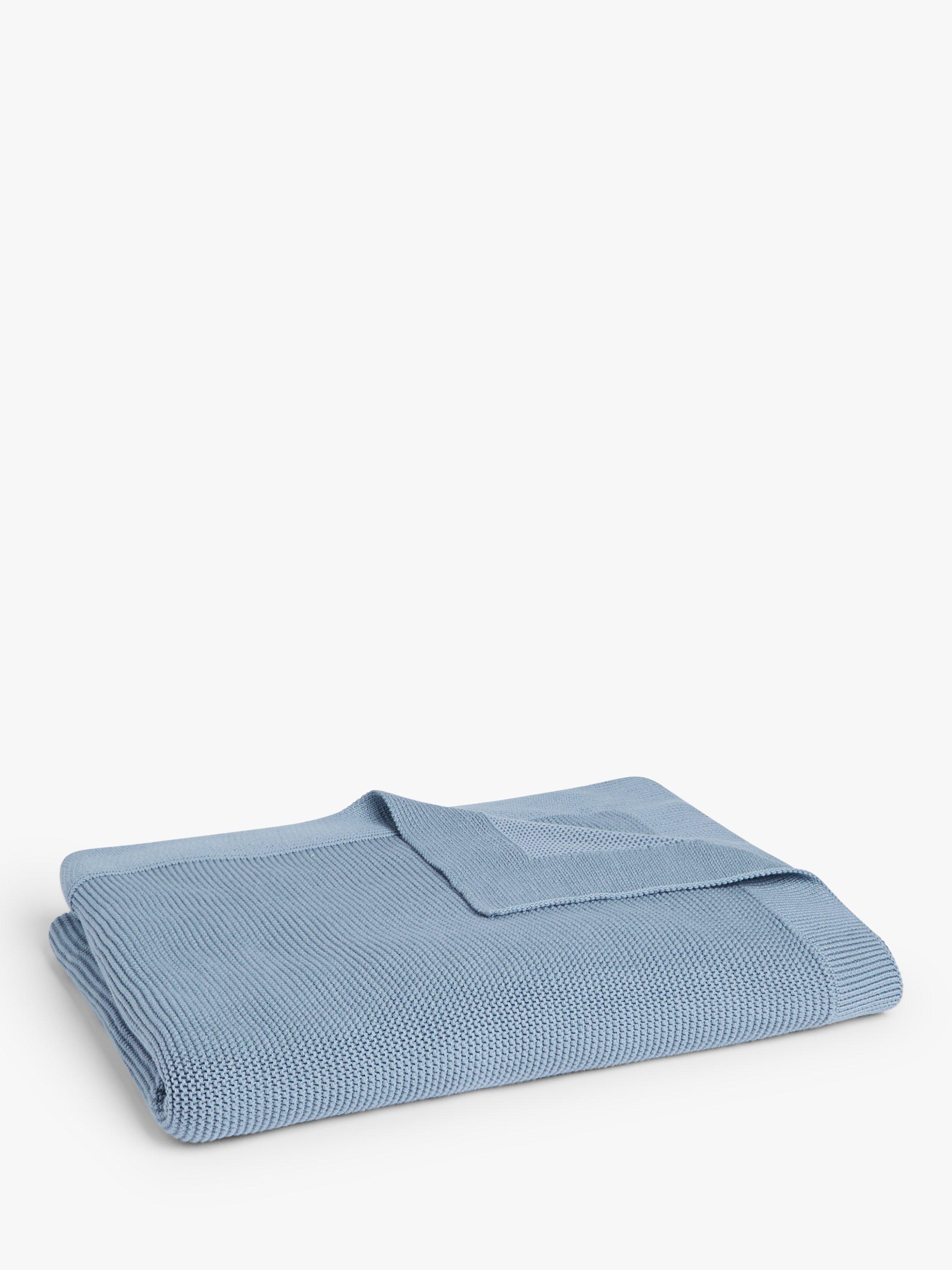 John Lewis Rye Plain Knit Throw French Blue