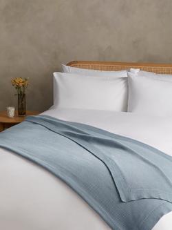 John Lewis Rye Plain Knit Throw - view 2, French Blue