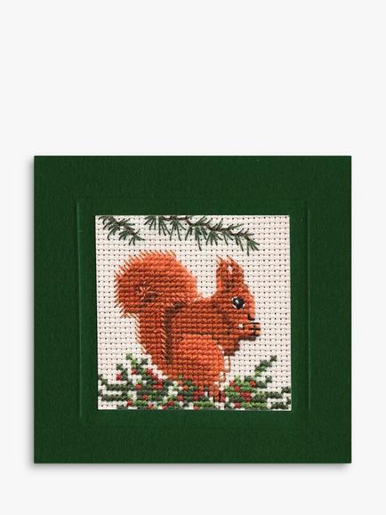 Textile Heritage Red Squirrel Counted Cross Stitch Card Kit, 