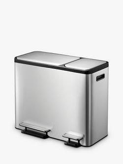 EKO Ecocasa 3 Section Recycling Bin, Stainless Steel, 3x 15L, Stainless Steel