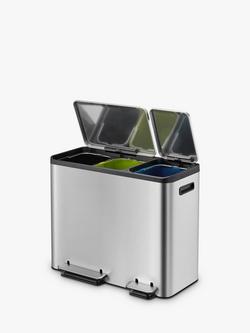 EKO Ecocasa 3 Section Recycling Bin, Stainless Steel, 3x 15L - view 2, Stainless Steel