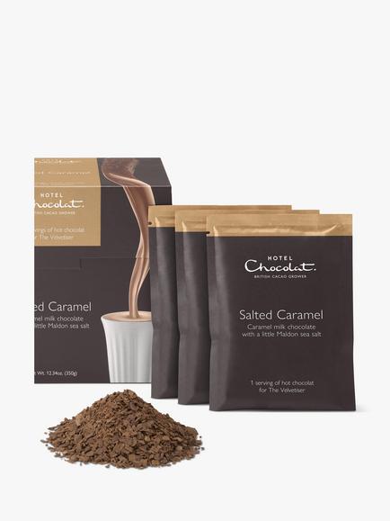 Hotel Chocolat Salted Caramel Hot Chocolate Sachets, 350g - view 2, Multi