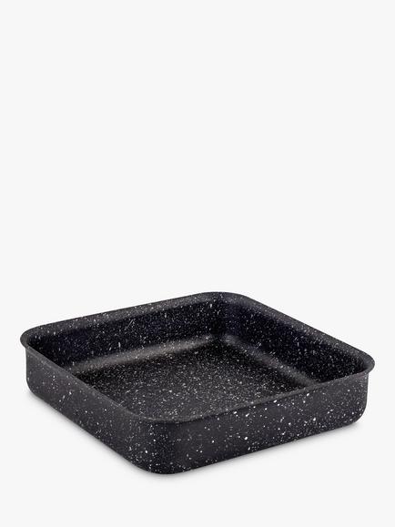 Eaziglide Neverstick Non-Stick Aluminium Square Brownie Tin, 20cm, Black