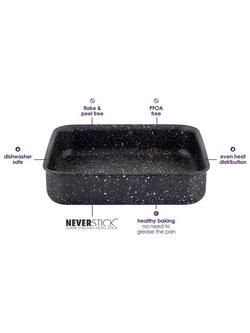 Eaziglide Neverstick Non-Stick Aluminium Square Brownie Tin, 20cm - view 2, Black