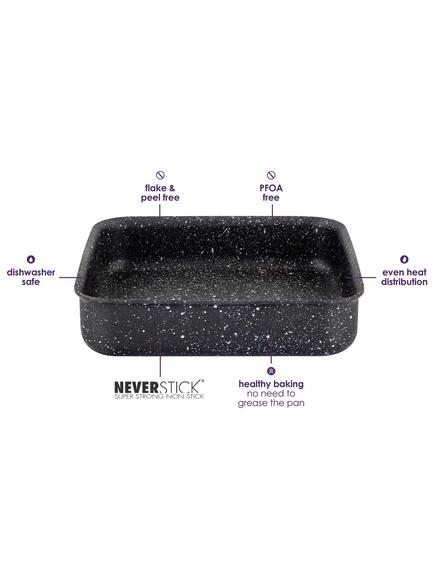 Eaziglide Neverstick Non-Stick Aluminium Square Brownie Tin, 20cm - view 2, Black